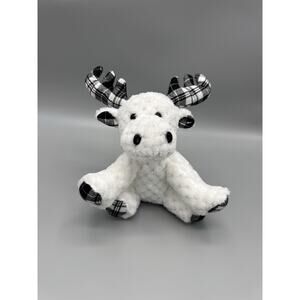 MTY International Moose Reindeer Plush Stuffed Animal Black White Plaid 8 Inch